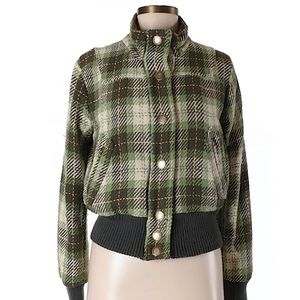 BB Dakota Green Plaid Bomber Jacket